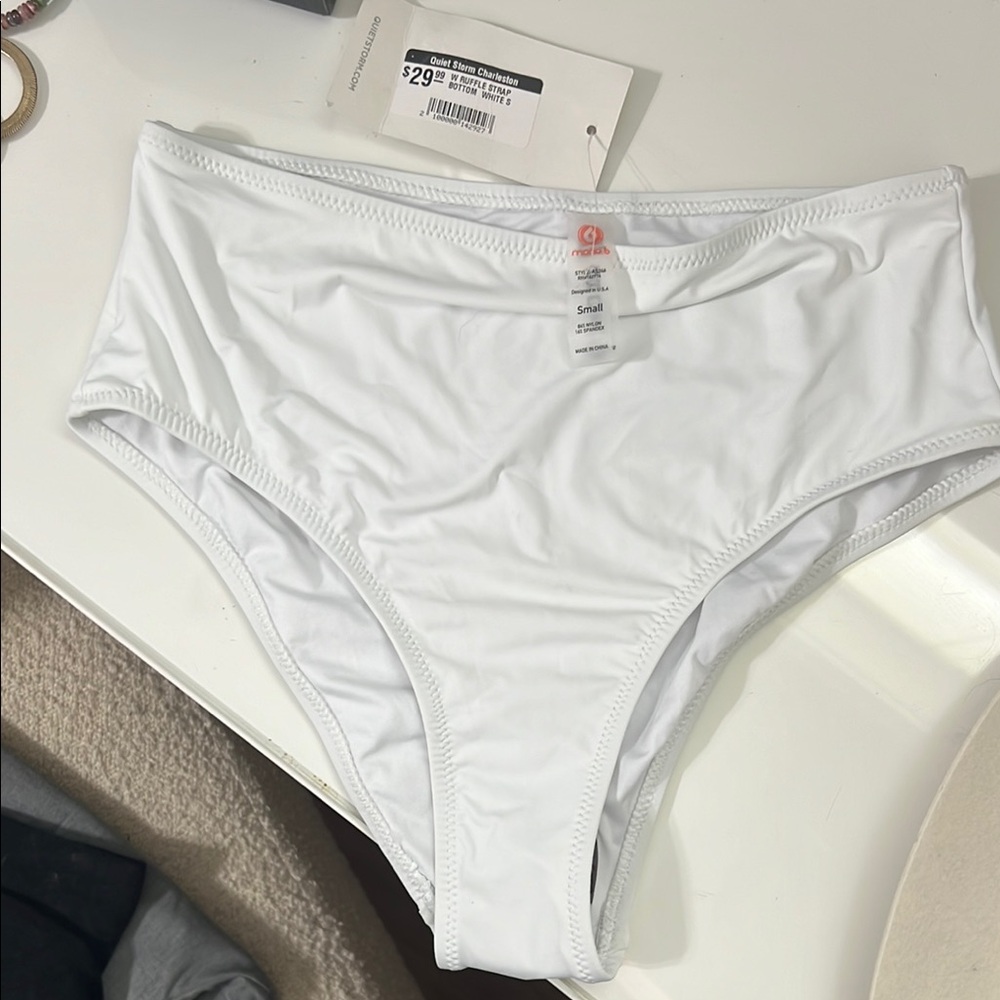 White High-Waisted Bikini Bottom